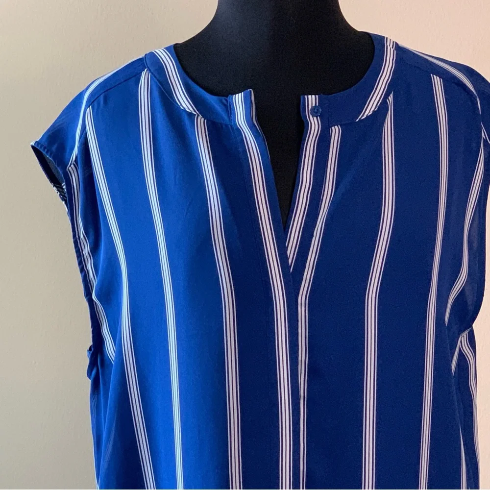 BB Dakota Dress Blue Striped Large Shift Shirtdress NWT - Picture 4 of 12